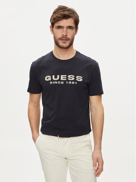 Guess T-krekls M4GI61 J1314 Zils Slim Fit