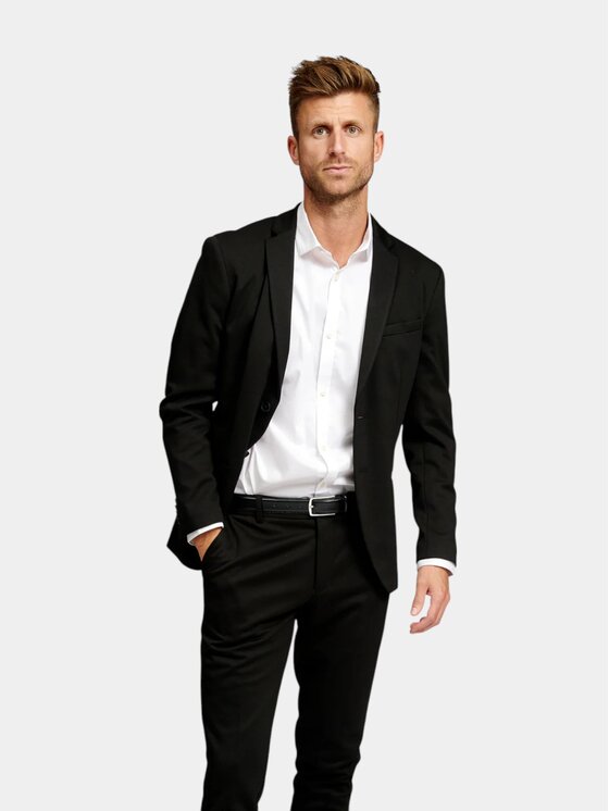 TeeShoppen TeeShoppen Marynarka 'Perform Collection' Czarny Slim Fit