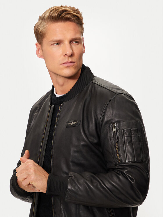 Aeronautica Militare Aeronautica Militare Кожено яке 242PN951PL249 Черен Regular Fit