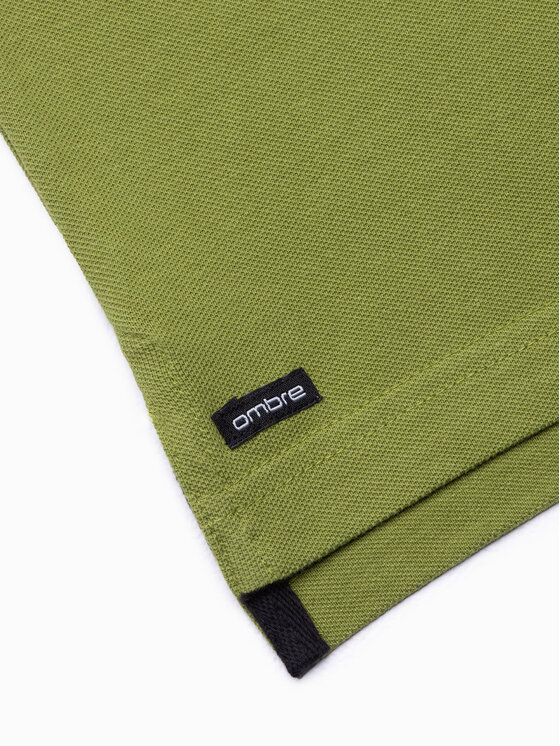 Ombre Ombre Polo OM-TSCT-0156 Zielony Slim Fit
