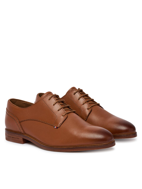 Tommy Hilfiger Tommy Hilfiger Pantofi Hilfiger Leather Dress Shoe FM0FM05777 Maro