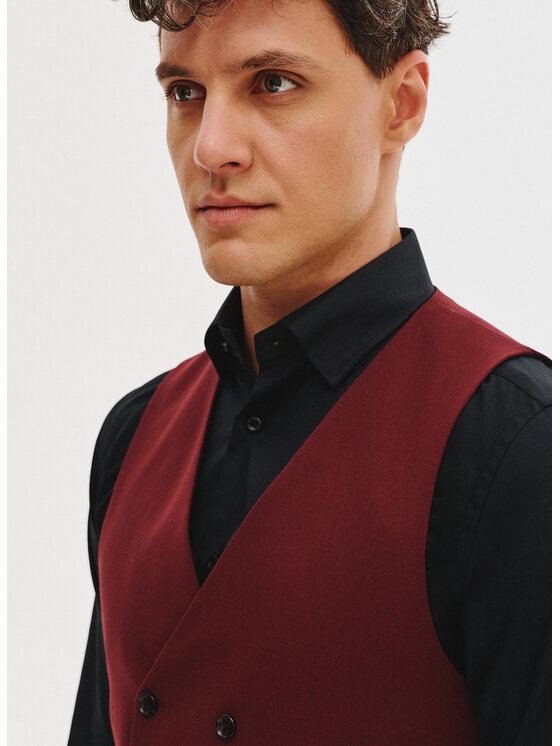 Pako Lorente Pako Lorente Kamizelka P25SF-8X-011 Bordowy Slim Fit