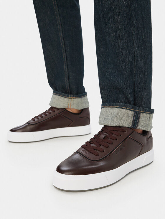 Calvin Klein Calvin Klein Sneakersy Basket Cups Oxf Lth-Neo HM0HM02204 Brązowy ciemny