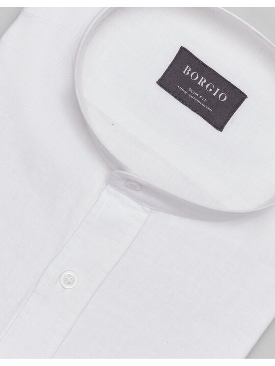 Borgio Borgio Koszula lentane Biały Slim Fit