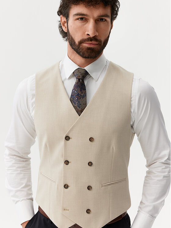 Evenemen Evenemen Kamizelka garniturowa Boston Beżowy Slim Fit