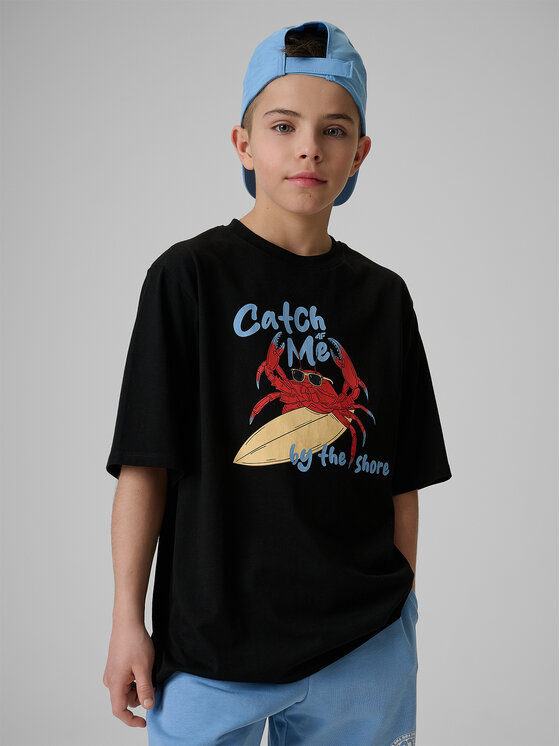 4F 4F T-Shirt WAVE RIDERS CLUB Czarny Loose Fit