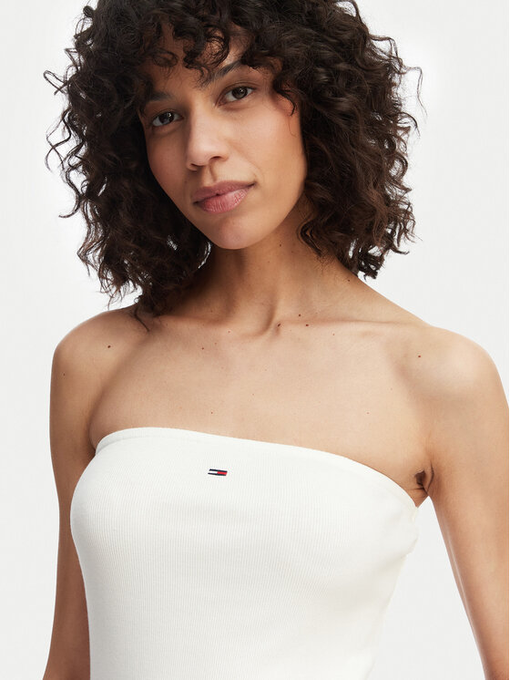 Tommy Jeans Tommy Jeans Top DW0DW22263 Bijela Slim Fit