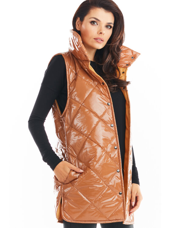 Awama Awama Bezrękawnik A383 Beżowy Basic Fit