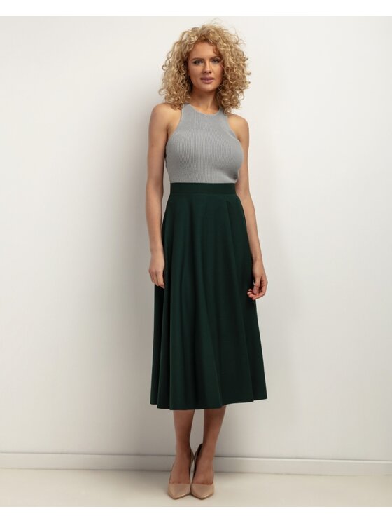 Tessita Tessita Spódnica midi SPÓDNICA_T440 _10_XL Zielony ciemny Flared Fit