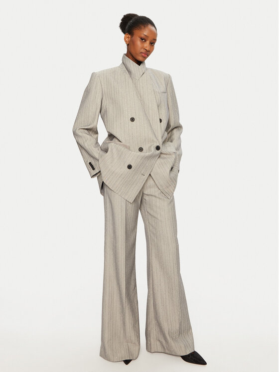 Munthe Munthe Spodnie materiałowe 244142224410 Szary Regular Fit
