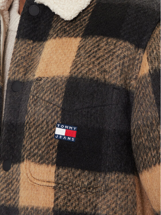 Tommy Jeans Tommy Jeans Prehodna jakna Check Teddy DM0DM22010 Bež Regular Fit