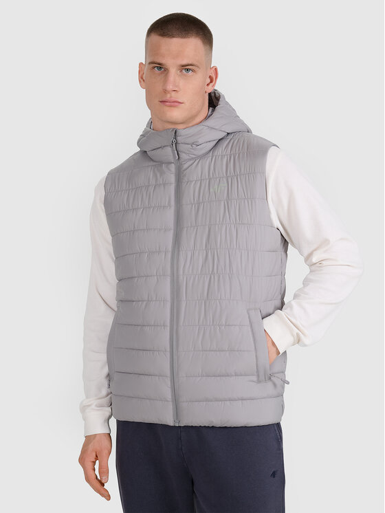 4F 4F Kamizelka MIDSHOP TEXTILE Szary Regular Fit
