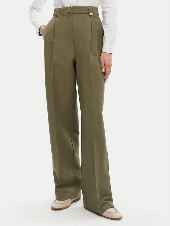 Barbour Barbour Kalhoty z materiálu Ava LTR0386GN74 Zelená Wide Leg