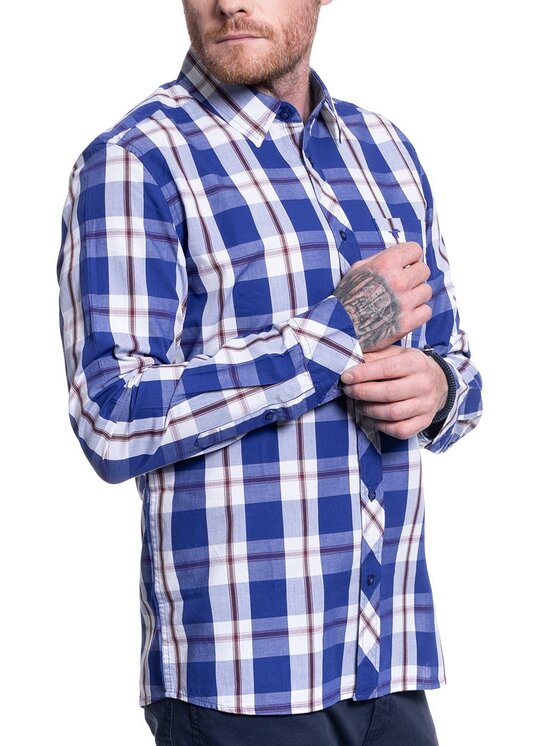 Mustang Mustang Camicia CASPER KC B-CHECK Blu Regular Fit
