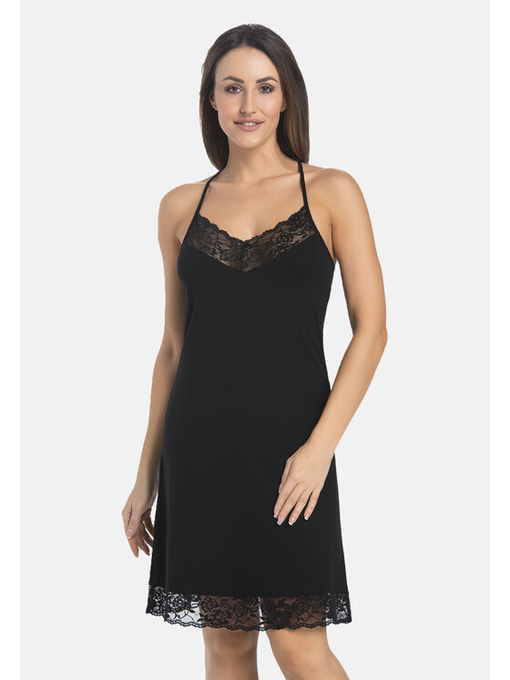 Teyli Teyli Koszula nocna 214 Czarny Regular Fit