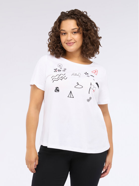 Fiorella Rubino Fiorella Rubino T-Shirt G02OL008855N011 Biały Regular Fit