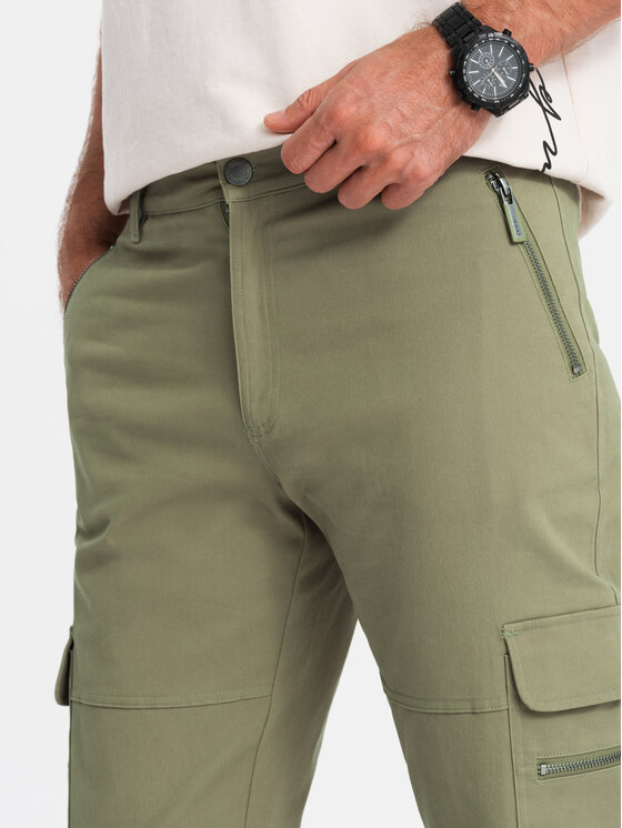 Ombre Ombre Spodnie dresowe OM-PACG-0204 Zielony Regular Fit