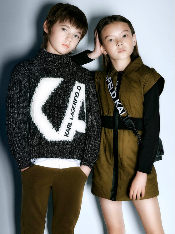 Karl Lagerfeld Kids Karl Lagerfeld Kids Spodnji del trenirke Z24164 S Khaki Regular Fit