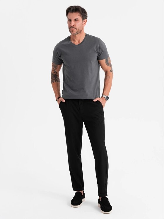 Ombre Ombre T-Shirt OM-TSBS-0237 Szary Regular Fit