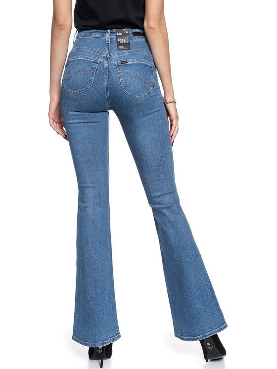 Lee Lee Jeansy FLARE Niebieski Skinny Fit