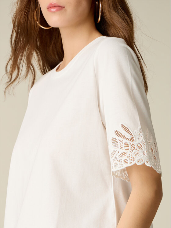 Oltre Oltre T-Shirt G00GJ004621N011 Biały Regular Fit