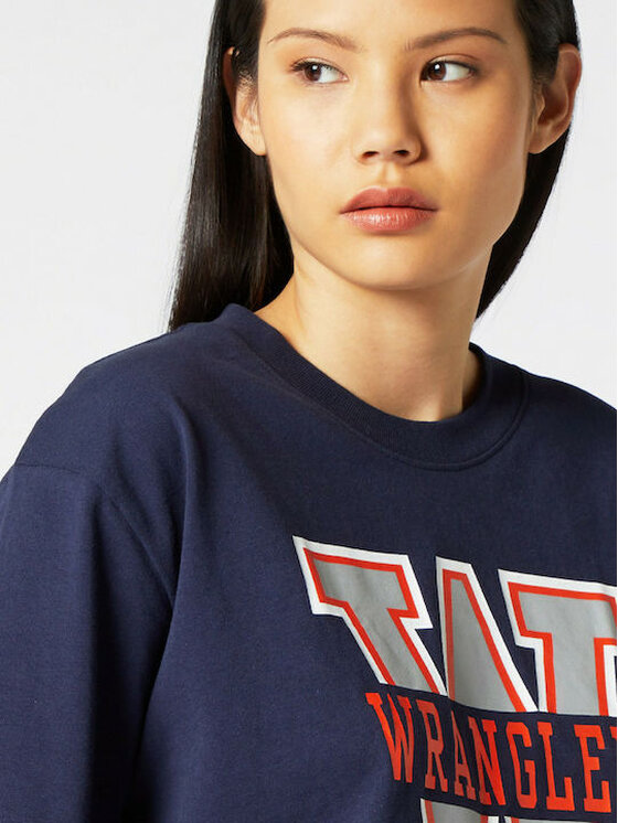 Wrangler Wrangler T-shirt BOYFRIEND CROP TEE Blu Regular Fit