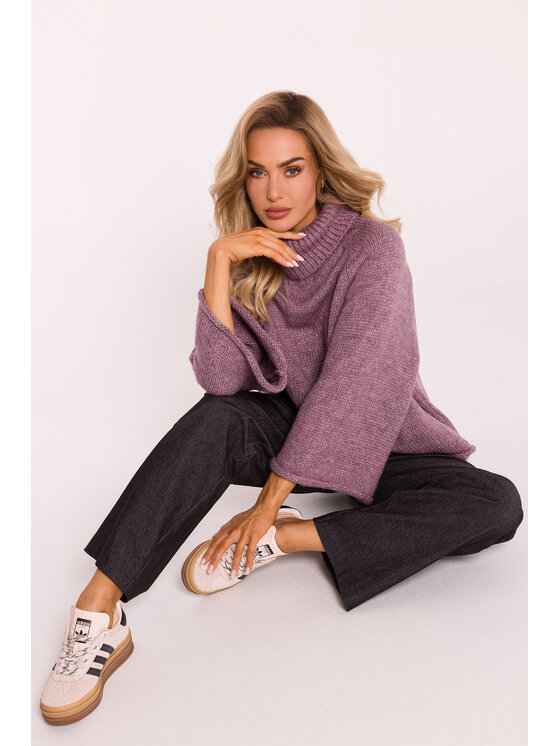Made of Emotion Made of Emotion Sweter M822 Fioletowy Baggy Fit
