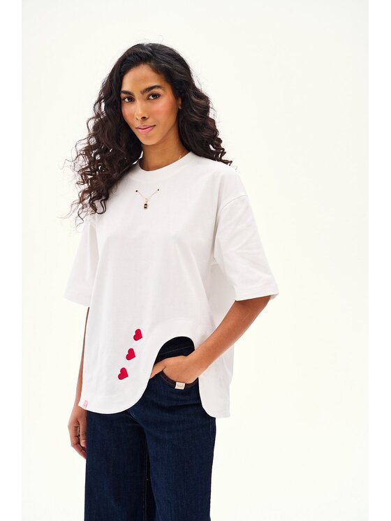 NAOKO NAOKO T-Shirt Love Story Biały Regular Fit