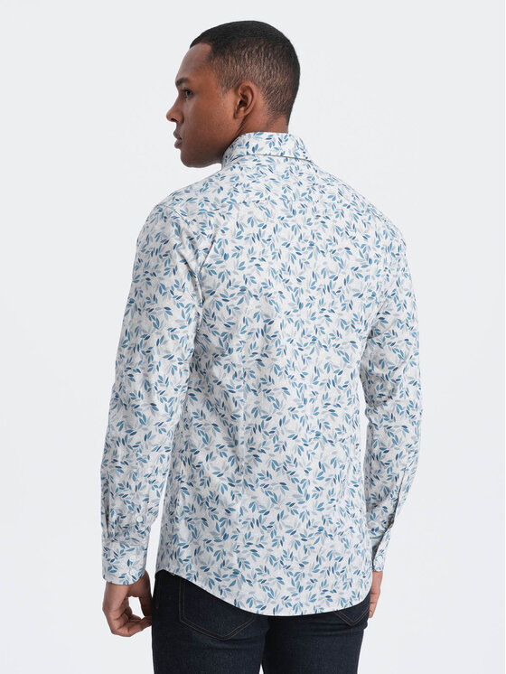 Ombre Ombre Koszula OM-SHPS-0163 Niebieski Slim Fit