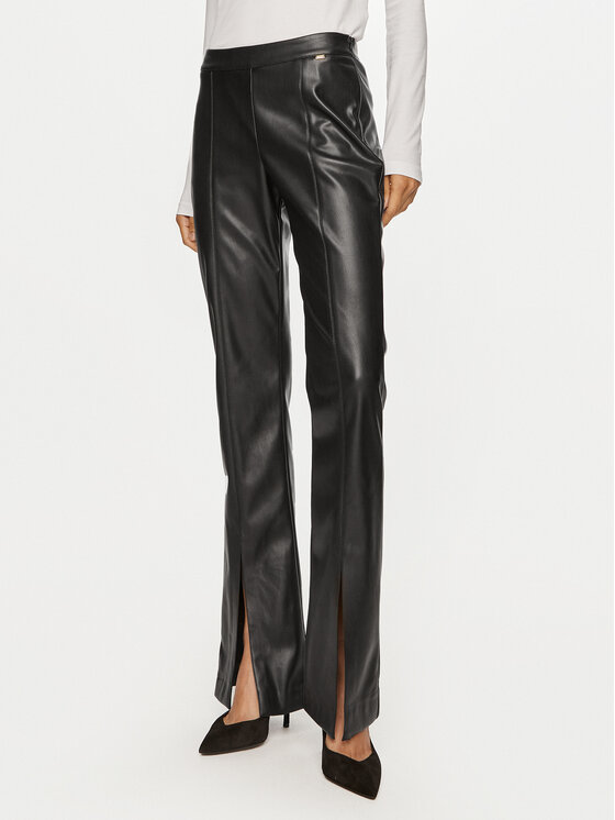 Gaudi Gaudi Kalhoty z imitace kůže 421FD28002 Černá Slim Fit