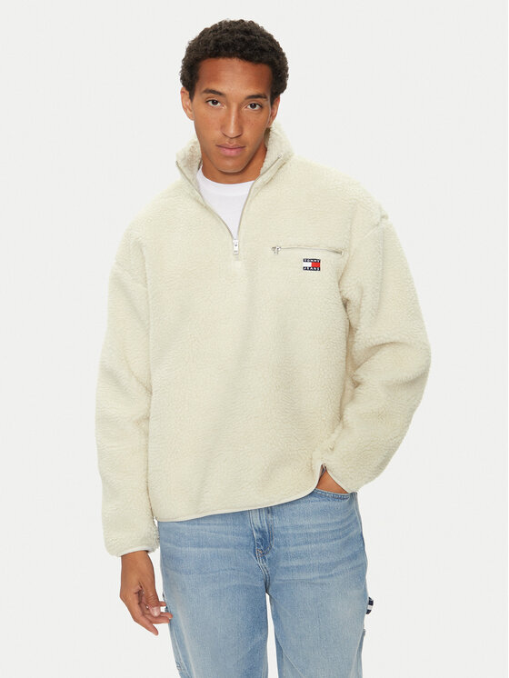 Tommy Jeans Tommy Jeans Geacă fără fermoar Teddy DM0DM19242 Écru Relaxed Fit