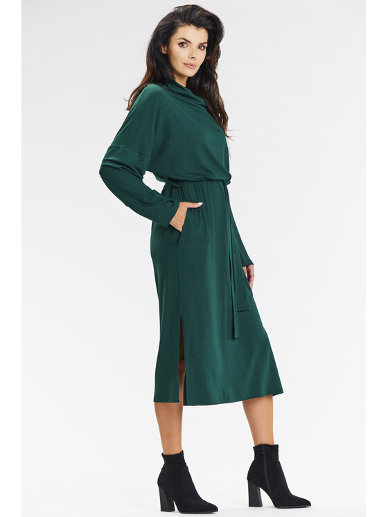 Awama Awama Sukienka letnia A671 Zielony Basic Fit
