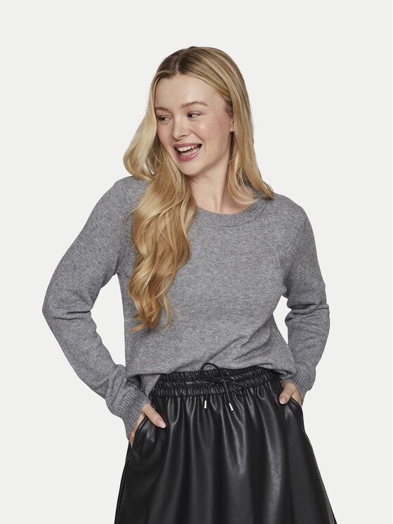 Vila Vila Пуловер Ril 14054177 Сив Regular Fit