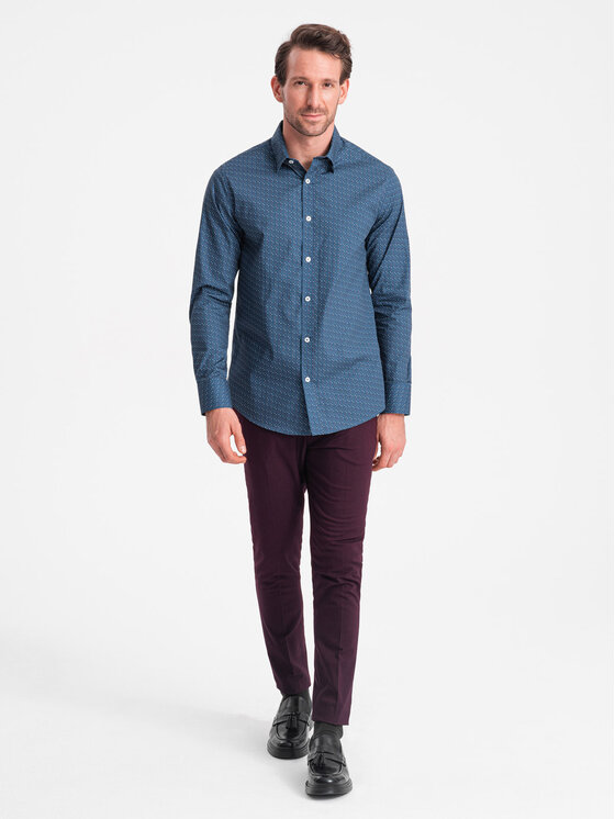 Ombre Ombre Košile OM-SHCS-0151 Modrá Regular Fit
