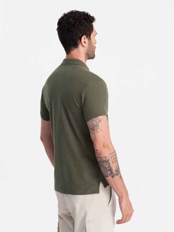 Ombre Ombre Polokošile OM-POBS-0100 Khaki Regular Fit