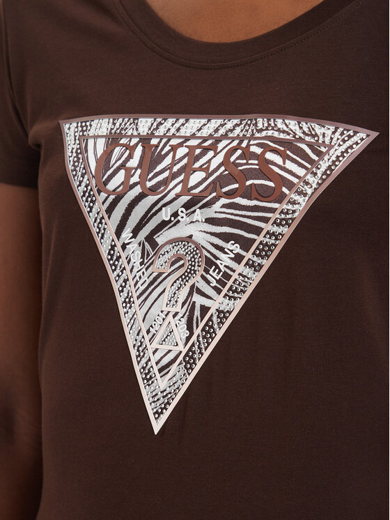 Guess Guess Tričko W6GI19 K3042 Hnedá Regular Fit