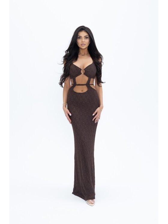 Love Saints Love Saints Sukienka letnia L26LF-SU-K05 Brązowy Slim Fit