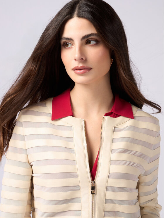 Oltre Oltre Giacca in similpelle R364R002252N002 Écru Regular Fit