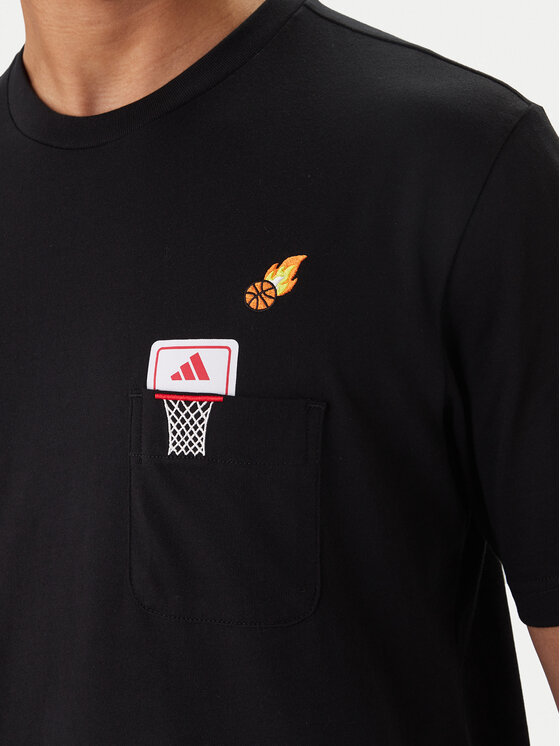 adidas adidas Majica Mini Embroidery Basketball Graphic KB2526 Črna Regular Fit