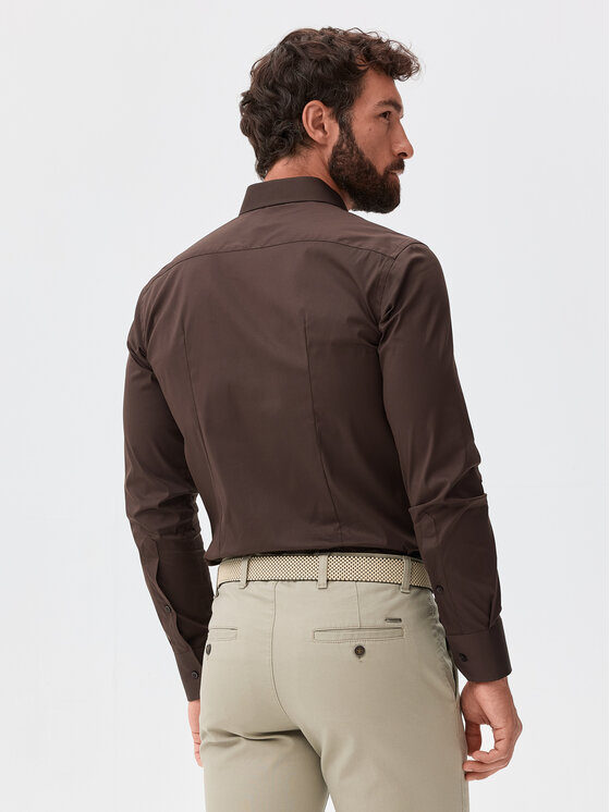 Evenemen Evenemen Koszula Punto G. Riva Espresso Brązowy Slim Fit