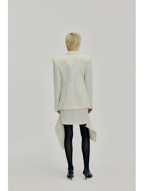 Epuzer Epuzer Marynarka Asymmetrical wool Kremowy Standard Fit