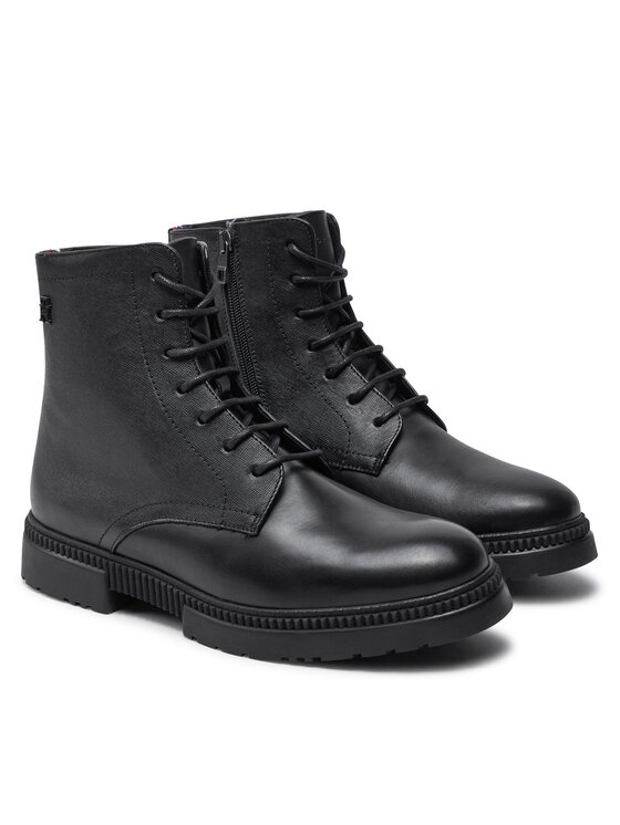 Tommy Hilfiger Tommy Hilfiger Μπότες Comfort Tl Texture Lth Boot FM0FM05182 Μαύρο