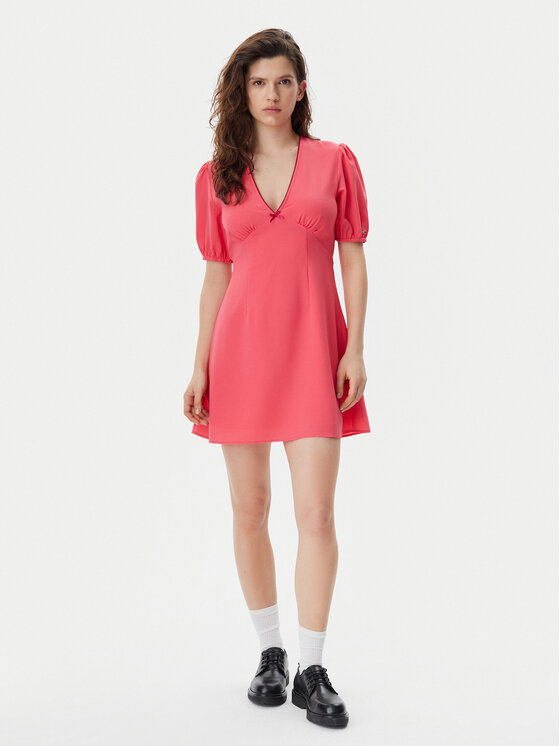 Tommy Jeans Tommy Jeans Rochie de vară DW0DW20337 Roz Regular Fit