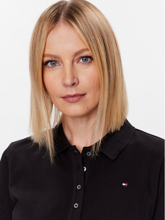 Tommy Hilfiger Tommy Hilfiger Тениска с яка и копчета Pique WW0WW37820 Черен Regular Fit