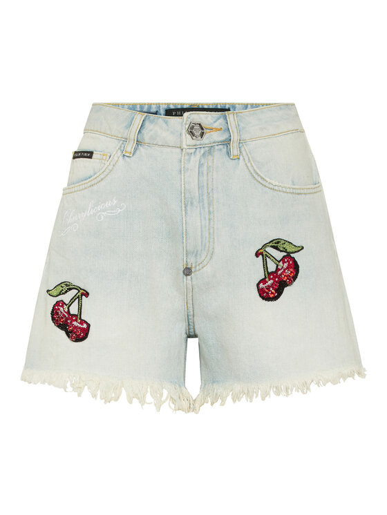 PHILIPP PLEIN PHILIPP PLEIN Szorty jeansowe 24301 Niebieski Short Fit