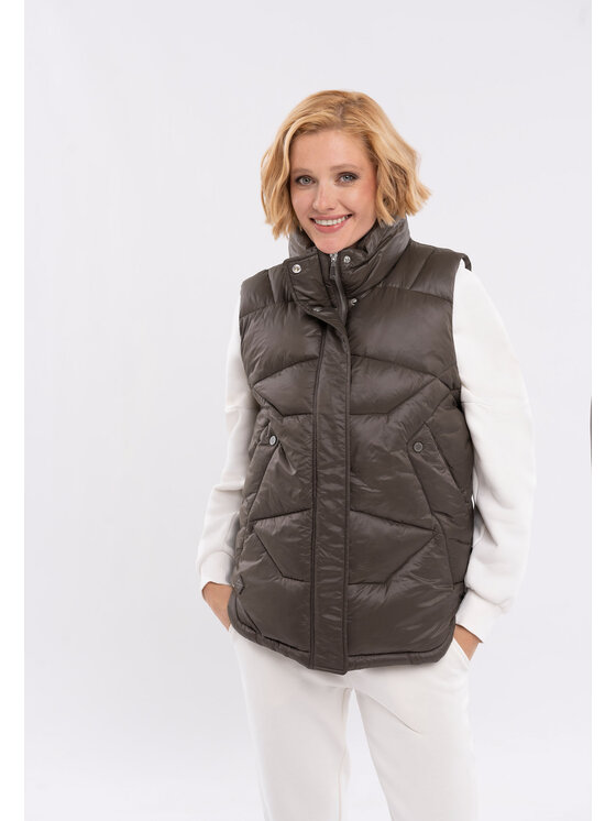 Volcano Volcano Bezrękawnik V-ADEL Brązowy Regular Fit