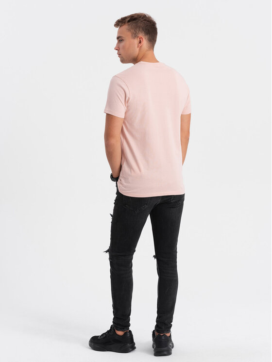 Ombre Ombre T-Shirt OM-TSPT-0131 Różowy Regular Fit