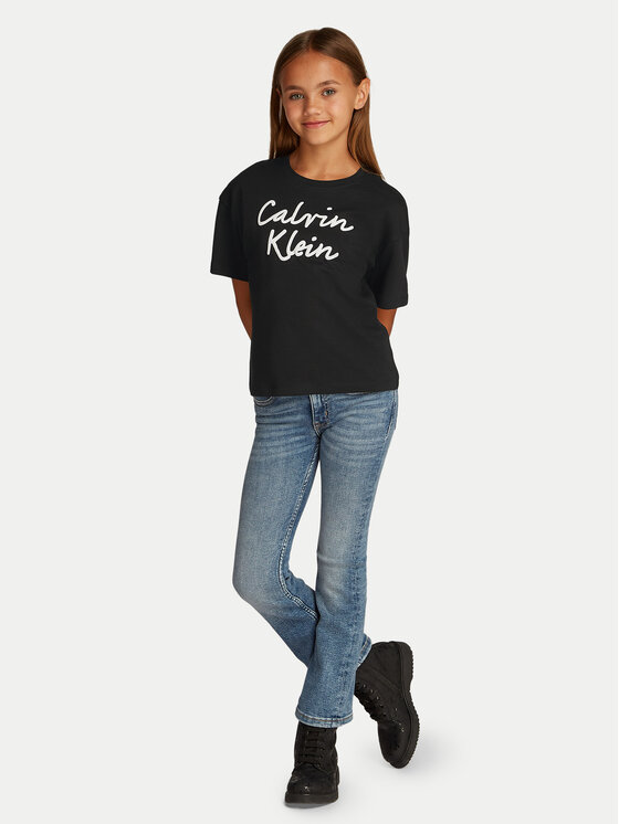 Calvin Klein Jeans Calvin Klein Jeans Póló Script Logo IG0IG02864 Fekete Boxy Fit
