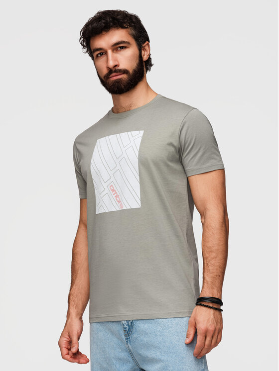 Ombre Ombre T-Shirt OM-TSPT-0259 Szary Regular Fit