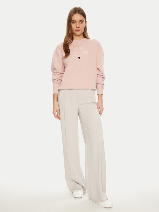 Tommy Hilfiger Tommy Hilfiger Pulóver Modern Script WW0WW43844 Rózsaszín Regular Fit